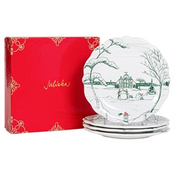Juliska Country Estate Winter Frolic Evergreen Ceramic Party Plate - Set of 4|