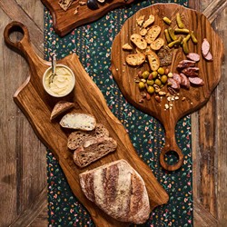 Juliska Puro Updated Traditional Brown Teak Round Serving Board|