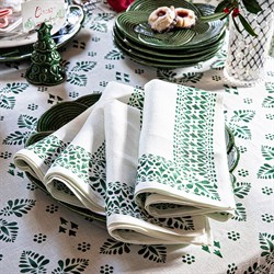 Juliska Iberian Border Updated Traditional Evergreen Linen Napkin - Set of 4|