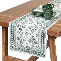 Juliska Iberian Border Updated Traditional Evergreen Linen Table Runner|