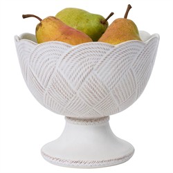 Juliska Le Panier Mystic Knot French Whitewash Ceramic Footed Serving Bowl|