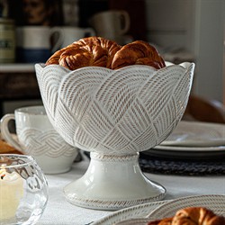 Juliska Le Panier Mystic Knot French Whitewash Ceramic Footed Serving Bowl|