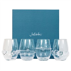 Juliska Heritage Traditional Clear Stemless Bohemian Wine Glass - Set of 4|