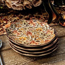 Juliska Willa French Country Amber Ceramic Cocktail Plate - Set of 4|