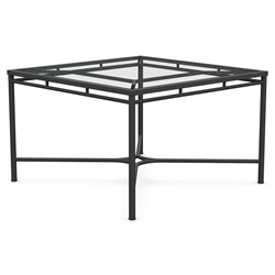 Emeline Glass Black Iron Square Outdoor Dining Table - 48"|