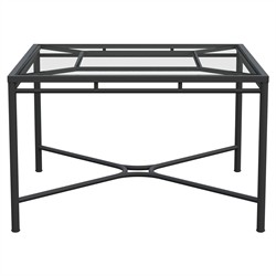 Emeline Glass Black Iron Square Outdoor Dining Table - 48"|