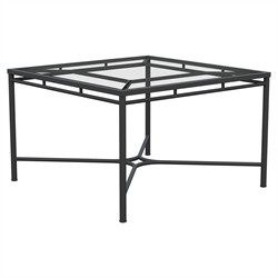 Emeline Glass Black Iron Square Outdoor Dining Table - 48"|