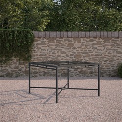 Emeline Glass Black Iron Square Outdoor Dining Table - 48"|