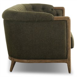 Khloe Rustic Lodge Green Performance Brown Wood Tufted Sofa - 78"|