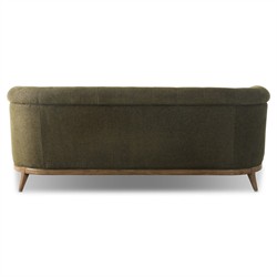Khloe Rustic Lodge Green Performance Brown Wood Tufted Sofa - 78"|
