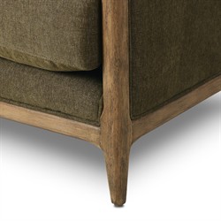 Khloe Rustic Lodge Green Performance Brown Wood Tufted Sofa - 78"|