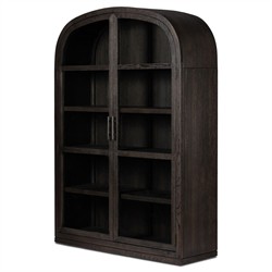 Harvey Updated Traditional Brown Oak Wide Arched Display Cabinet|