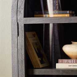 Harvey Updated Traditional Brown Oak Wide Arched Display Cabinet|