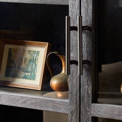 Harvey Updated Traditional Brown Oak Wide Arched Display Cabinet|