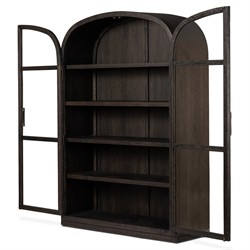 Harvey Updated Traditional Brown Oak Wide Arched Display Cabinet|