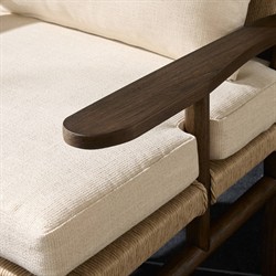 Hirom Rustic Lodge Brown Teak Wood Woven Outdoor Lounge Arm Chair|