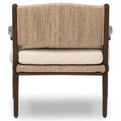 Hirom Rustic Lodge Brown Teak Wood Woven Outdoor Lounge Arm Chair|