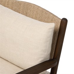 Hirom Rustic Lodge Brown Teak Wood Woven Outdoor Lounge Arm Chair|