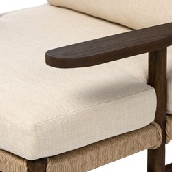 Hirom Rustic Lodge Brown Teak Wood Woven Outdoor Lounge Arm Chair|