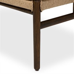 Hirom Rustic Lodge Brown Teak Wood Woven Outdoor Lounge Arm Chair|