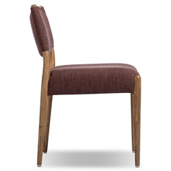 Odelia Modern Classic Maroon Velvet Brown Oak Dining Chair|