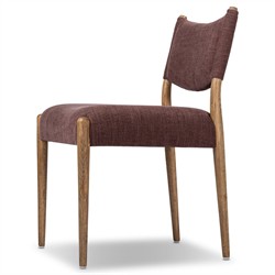 Odelia Modern Classic Maroon Velvet Brown Oak Dining Chair|