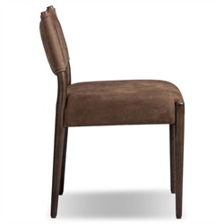 Odelia Modern Classic Brown Leather Oak Dining Chair|