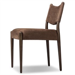 Odelia Modern Classic Brown Leather Oak Dining Chair|