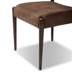 Odelia Modern Classic Brown Leather Oak Dining Chair|