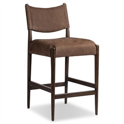 Odelia Modern Classic Brown Leather Oak Counter Stool|