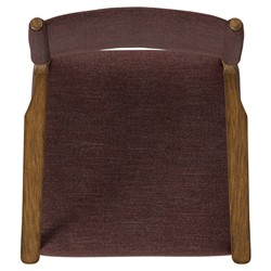 Odelia Modern Classic Maroon Velvet Brown Oak Dining Arm Chair|