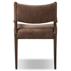 Odelia Modern Classic Brown Leather Oak Dining Arm Chair|