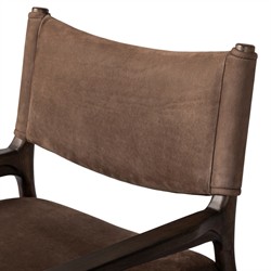 Odelia Modern Classic Brown Leather Oak Dining Arm Chair|