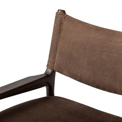 Odelia Modern Classic Brown Leather Oak Dining Arm Chair|