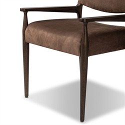 Odelia Modern Classic Brown Leather Oak Dining Arm Chair|
