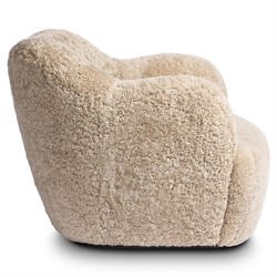 Justine Modern Classic Beige Shearling Swivel Barrel Chair|