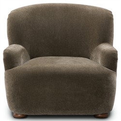 Kaden Modern Classic Olive Green Velvet Brown Wood Wingback Arm Chair|