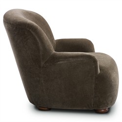 Kaden Modern Classic Olive Green Velvet Brown Wood Wingback Arm Chair|