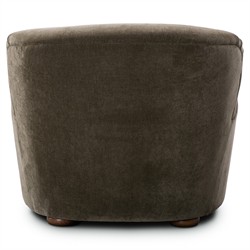 Kaden Modern Classic Olive Green Velvet Brown Wood Wingback Arm Chair|