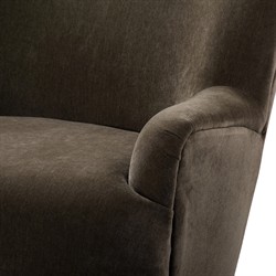 Kaden Modern Classic Olive Green Velvet Brown Wood Wingback Arm Chair|