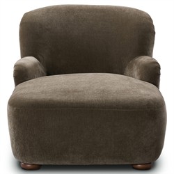 Kaden Modern Classic Olive Green Velvet Brown Wood Chaise Lounge|