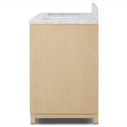 Cynthia Modern Classic Carrara Marble Bleached Oak Double Vanity Sink - 60"|