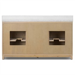 Cynthia Modern Classic Carrara Marble Bleached Oak Double Vanity Sink - 60"|