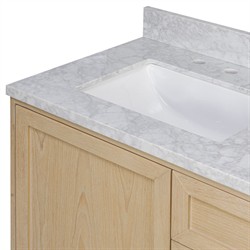 Cynthia Modern Classic Carrara Marble Bleached Oak Double Vanity Sink - 60"|