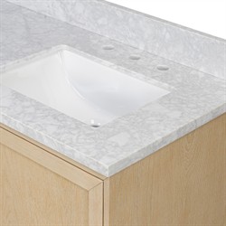 Cynthia Modern Classic Carrara Marble Bleached Oak Double Vanity Sink - 60"|