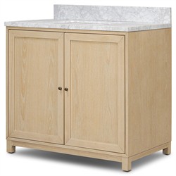 Cynthia Modern Classic Carrara Marble Bleached Oak Vanity Sink - 36"|