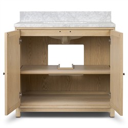 Cynthia Modern Classic Carrara Marble Bleached Oak Vanity Sink - 36"|