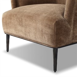 Taylor Modern Classic Brown Velvet Black Iron Arm Chair|