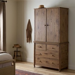 Basil Rustic Lodge Weathered Oak Armoire|