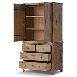 Basil Rustic Lodge Weathered Oak Armoire|